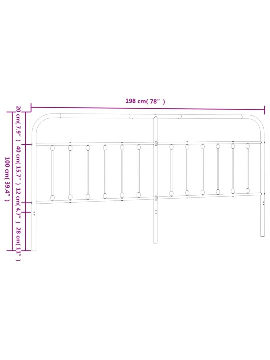 Metallinen sängynpääty musta 193 cm