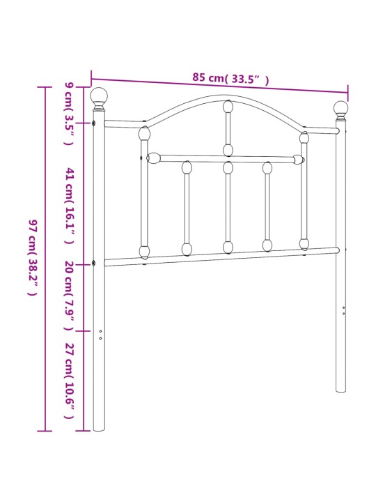 Metallinen sängynpääty musta 80 cm