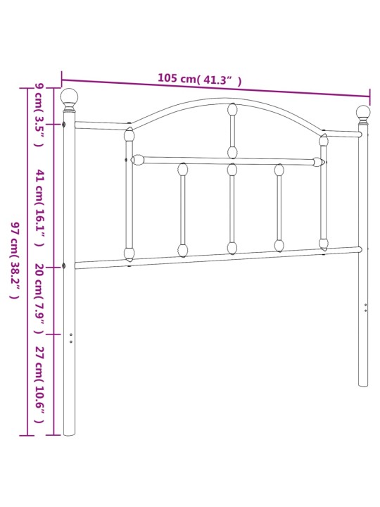 Metallinen sängynpääty musta 100 cm