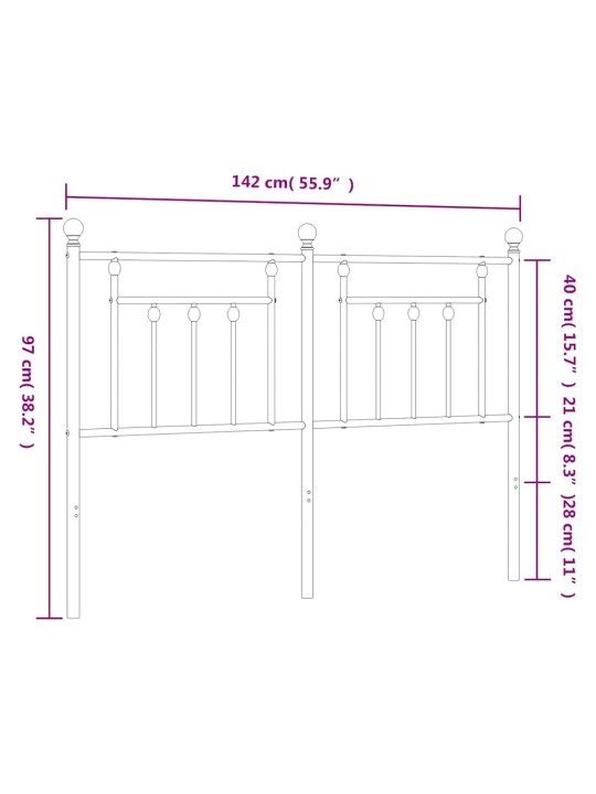Metallinen sängynpääty musta 135 cm