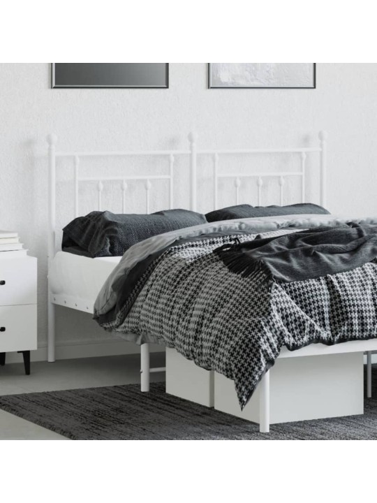 Metallinen sängynpääty valkoinen 135 cm