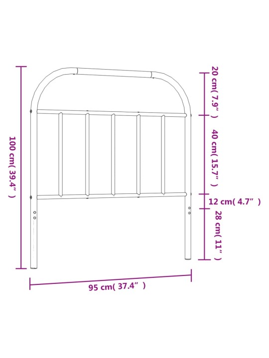 Metallinen sängynpääty musta 90 cm