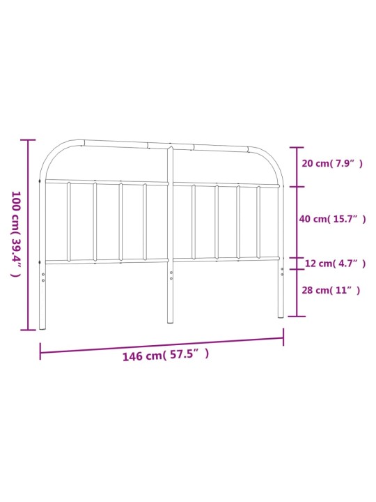 Metallinen sängynpääty musta 140 cm