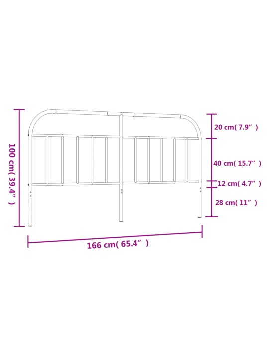 Metallinen sängynpääty musta 160 cm