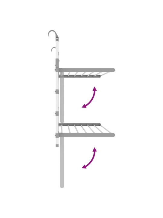 Kuivausteline parvekkeelle 89x25x(60-95) cm alumiini