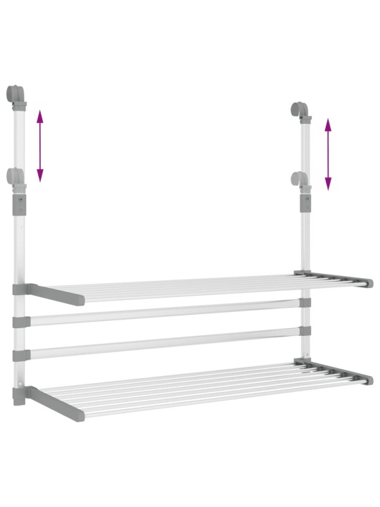 Kuivausteline parvekkeelle 89x25x(60-95) cm alumiini