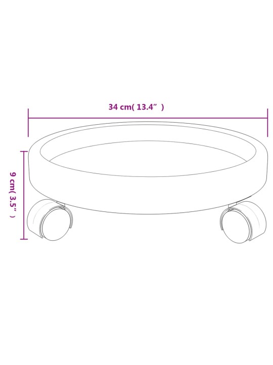 Kasvirullakot pyörillä 2 kpl harmaa halkaisija 34 cm 35 kg