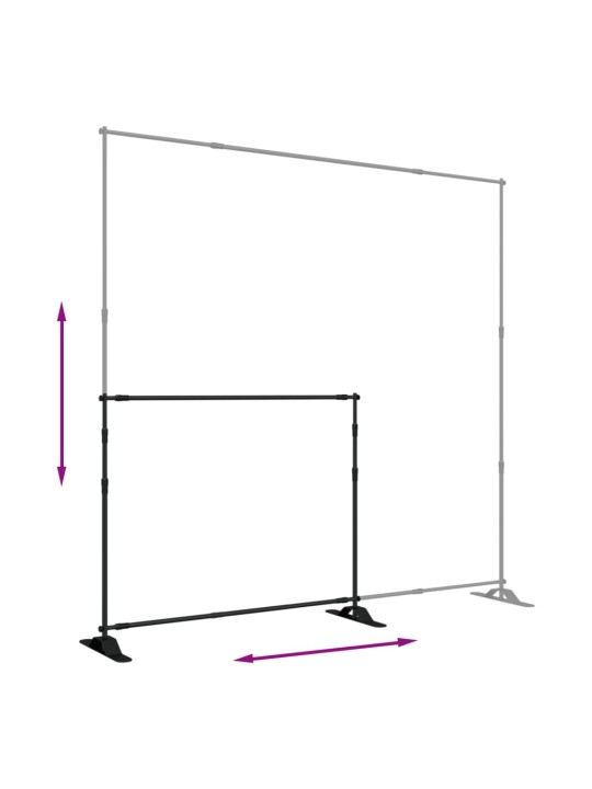 Taustakangasteline musta 254x243 cm teräs