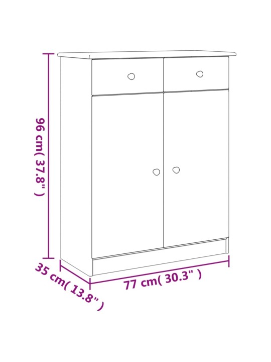 Kenkäkaappi ALTA valkoinen 77x35x96 cm täysi mänty