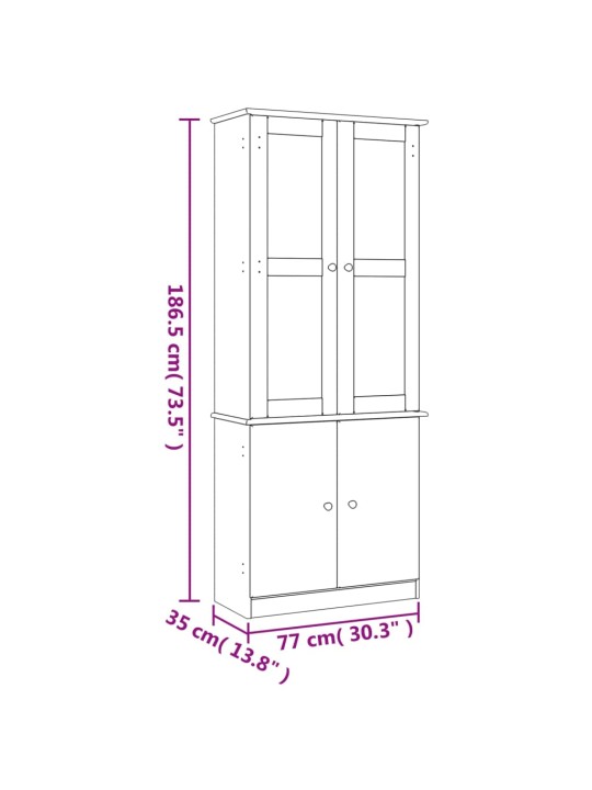 Vitriinikaappi ALTA 77x35x186,5 cm täysi mänty