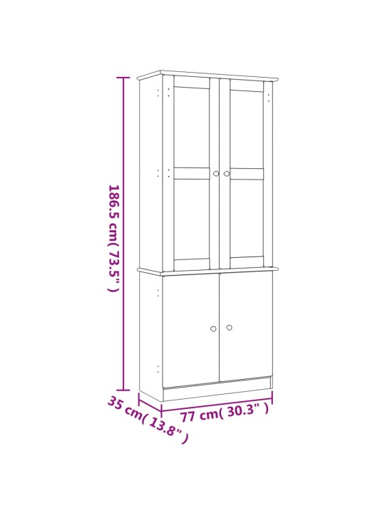 Vitriinikaappi ALTA valkoinen 77x35x186,5 cm täysi mänty
