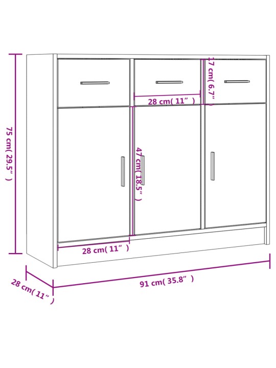 Senkki musta 91x28x75 cm tekninen puu