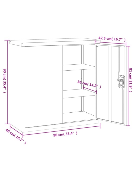 Arkistokaappi musta 90x40x90 cm teräs