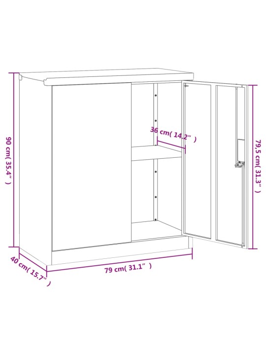 Arkistokaappi musta 79x40x90 cm teräs