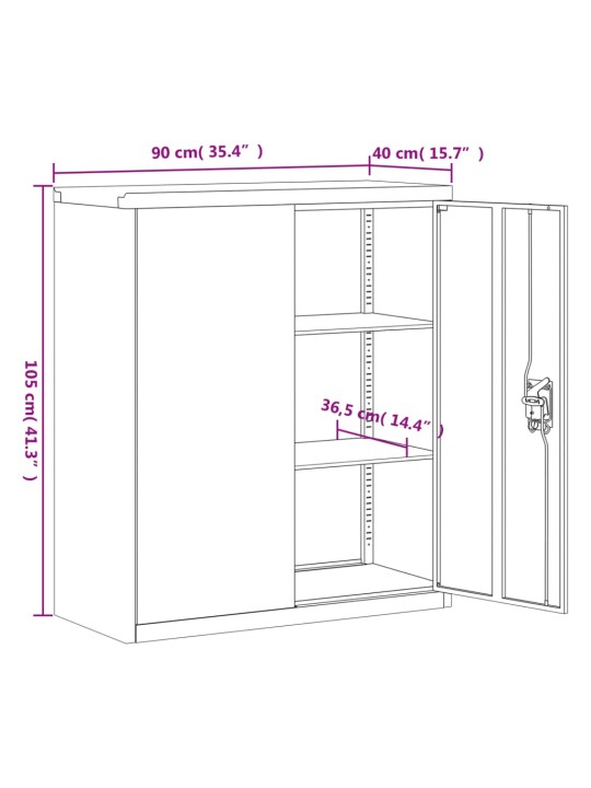 Arkistokaappi musta 90x40x105 cm teräs