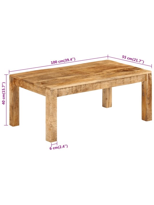 Sohvapöytä 100x55x40 cm täysi mangopuu