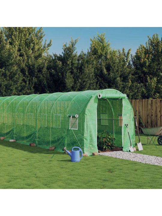Kasvihuone teräsrungolla vihreä 32 m² 16x2x2 m