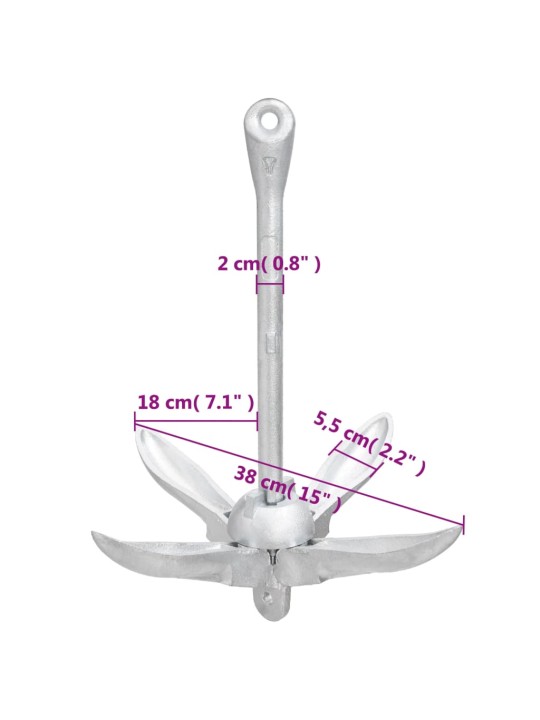 Taitettava ankkuri hopea 4 kg takorauta