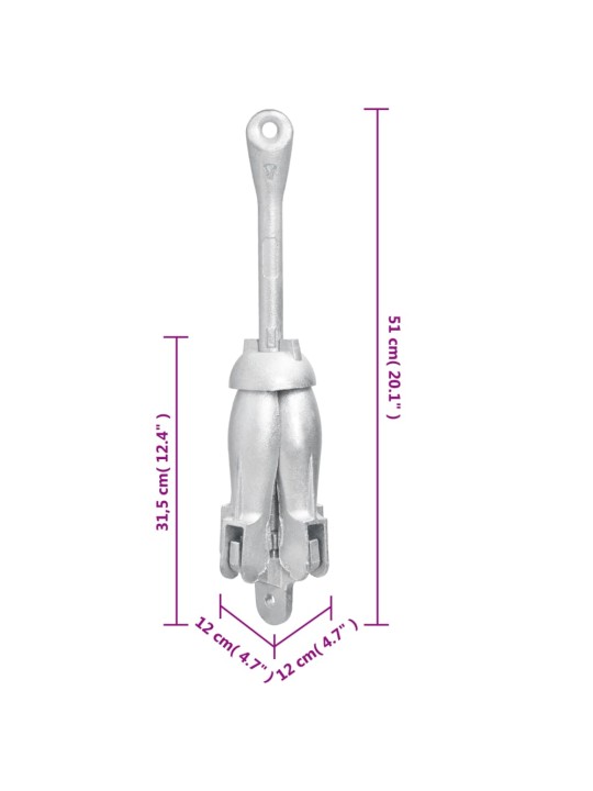 Taitettava ankkuri hopea 6 kg takorauta