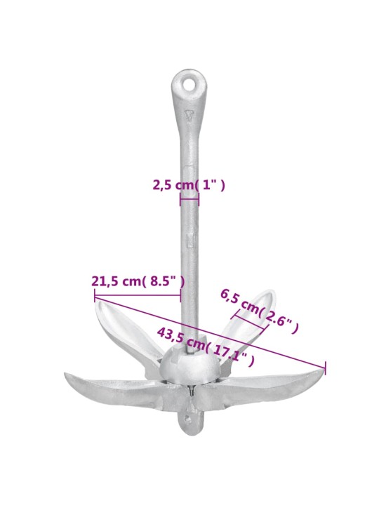 Taitettava ankkuri hopea 6 kg takorauta