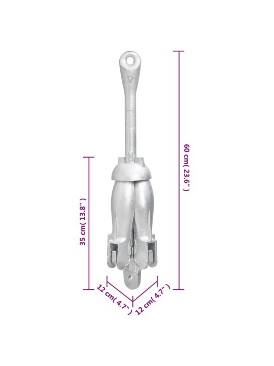 Taitettava ankkuri hopea 8 kg takorauta