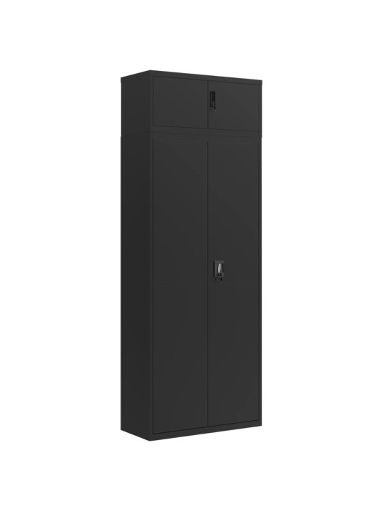 Arkistokaappi musta 90x40x240 cm teräs