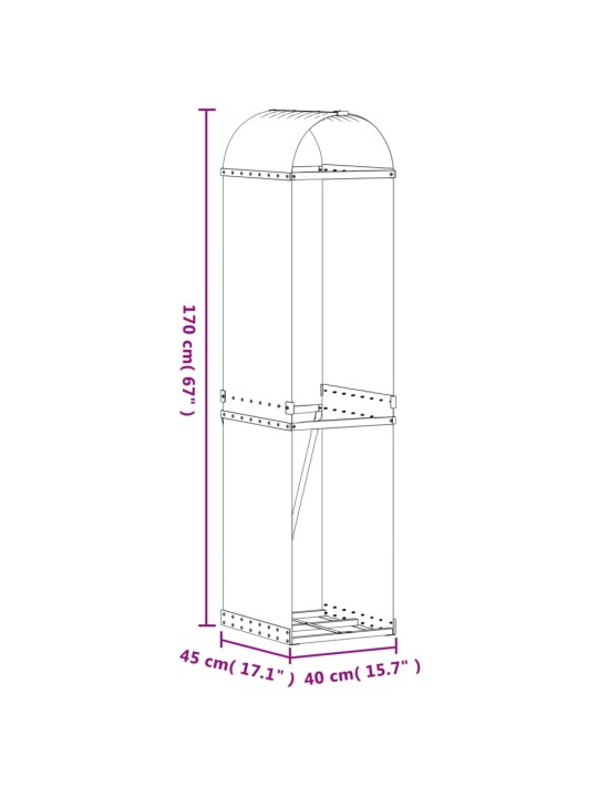 Polttopuuteline vaaleanruskea 40x45x170 cm galvanoitu teräs
