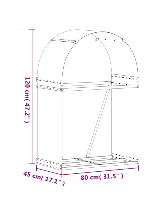 Polttopuuteline vaaleanruskea 80x45x120 cm galvanoitu teräs