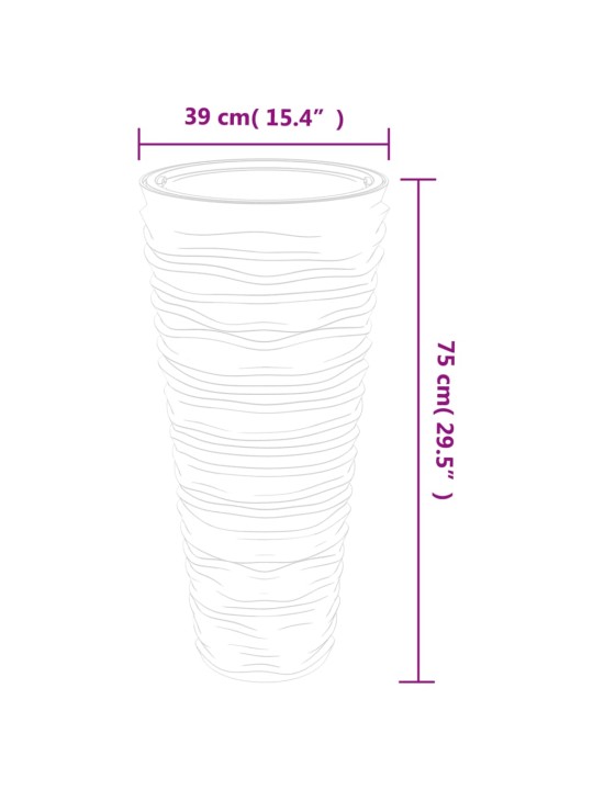 Kukkalaatikko irrotettava sisus valkoinen 18/45 l uurrettu pp