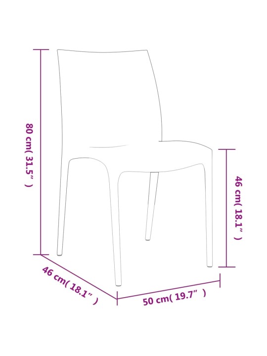 Puutarhatuolit 2 kpl valkoinen 50x46x80 cm polypropeeni