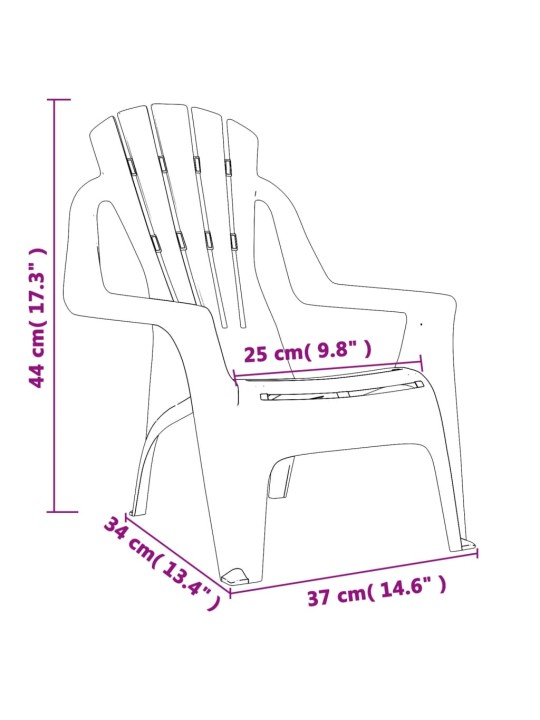 Puutarhatuolit 2 kpl lapsille punainen 37x34x44 cm PP puutyyli