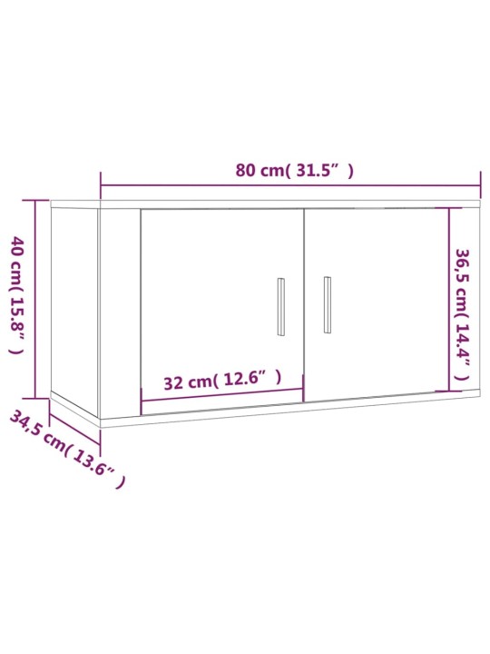 Seinäkiinnitettävät TV-kaapit 2 kpl valkoinen 80x34,5x40 cm