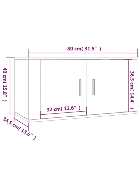 Seinäkiinnitettävät TV-kaapit 2 kpl savutammi 80x34,5x40 cm