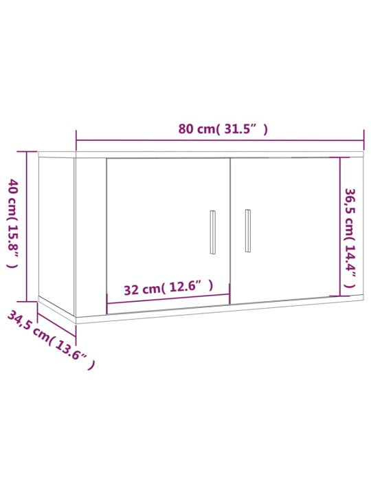 Seinäkiinnitettävät TV-kaapit 3 kpl savutammi 80x34,5x40 cm