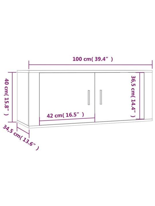 Seinäkiinnitettävät TV-kaapit 2 kpl valkoinen 100x34,5x40 cm