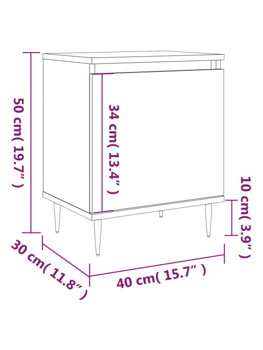 Yöpöydät 2 kpl musta 40x30x50 cm tekninen puu