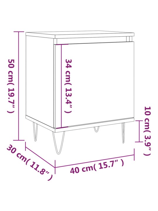 Yöpöydät 2 kpl musta 40x30x50 cm tekninen puu