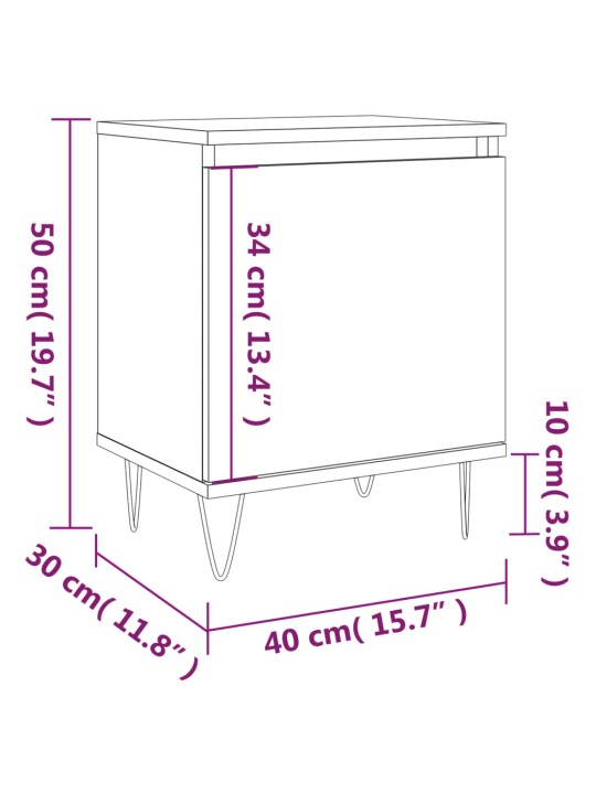 Yöpöydät 2 kpl ruskea tammi 40x30x50 cm tekninen puu