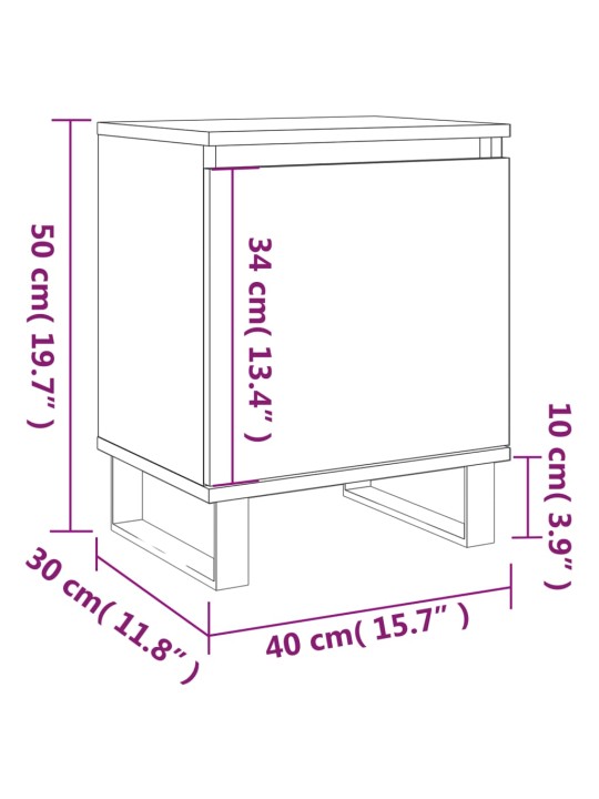 Yöpöydät 2 kpl musta 40x30x50 cm tekninen puu