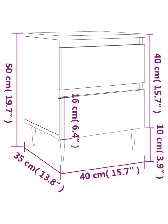 Yöpöydät 2 kpl savutammi 40x35x50 cm tekninen puu