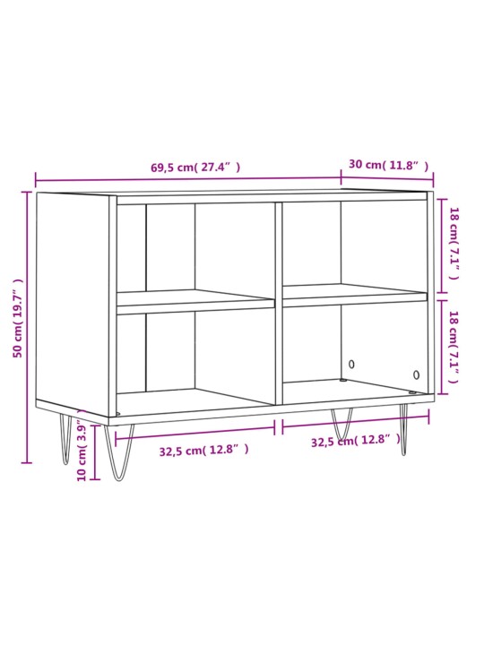 TV-taso musta 69,5x30x50 cm tekninen puu