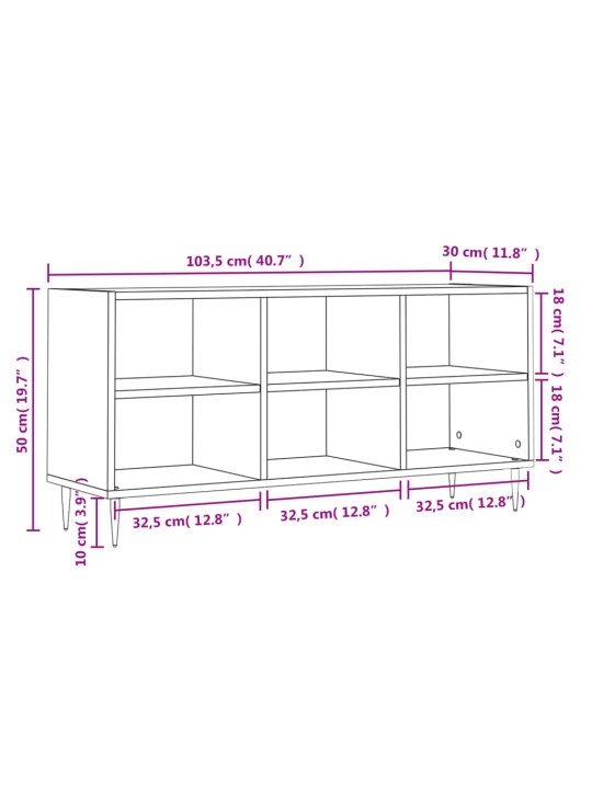 TV-taso musta 103,5x30x50 cm tekninen puu