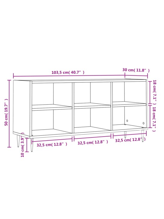 TV-taso Sonoma-tammi 103,5x30x50 cm tekninen puu