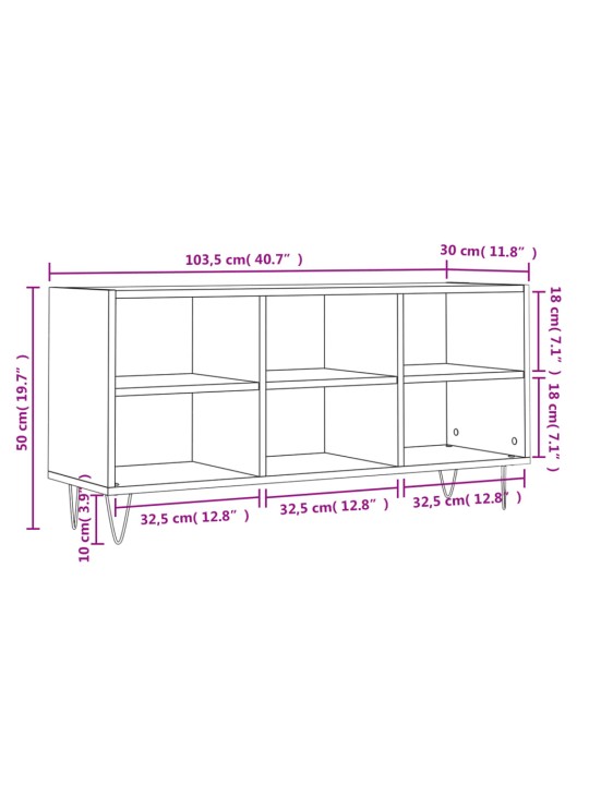 TV-taso betoninharmaa 103,5x30x50 cm tekninen puu