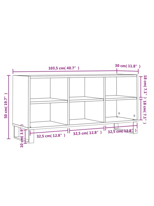 TV-taso betoninharmaa 103,5x30x50 cm tekninen puu