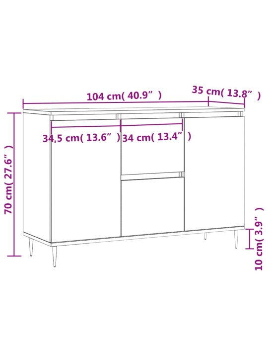 Senkki betoninharmaa 104x35x70 cm tekninen puu