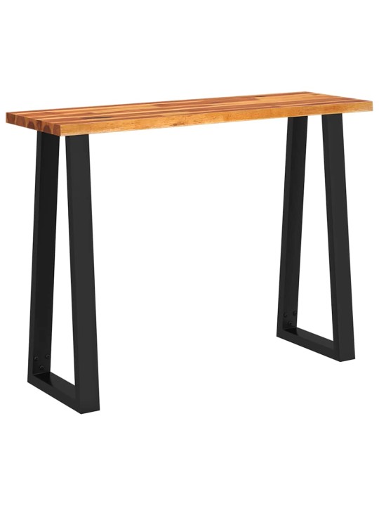 Konsolipöytä elävillä reunoilla 110x35x80 cm täysi akasiapuu