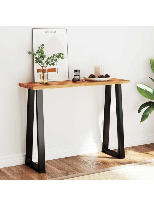 Konsolipöytä elävillä reunoilla 110x35x80 cm täysi akasiapuu