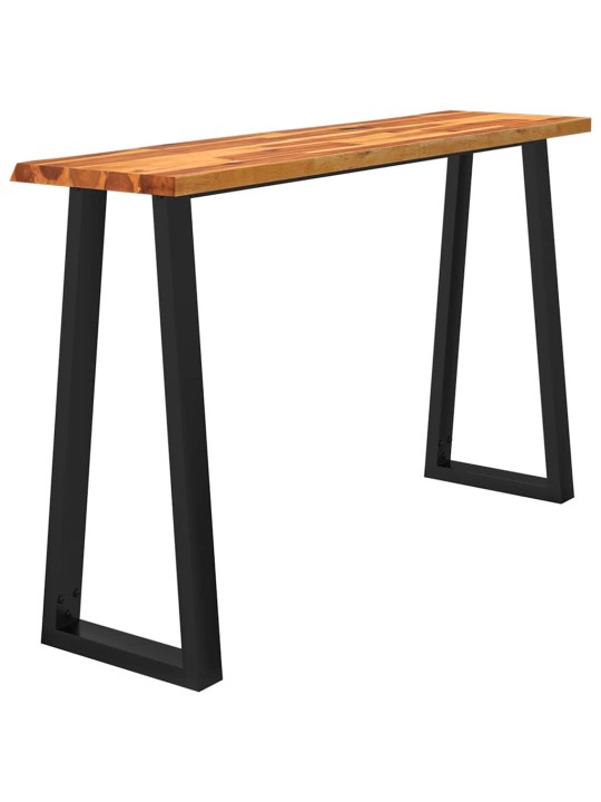 Konsolipöytä elävillä reunoilla 140x40x80 cm täysi akasiapuu