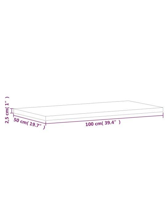 Pöytälevy 100x50x2,5 cm suorakaide täysi pyökki